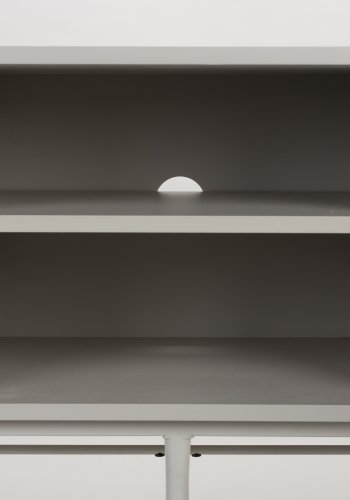 WHITE LABEL LIVING Cayo Lav TV-bord, m. 2 lger og 3 hylder - hvid MDF og hvid jern (155x40)