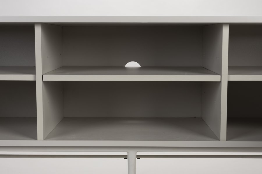 WHITE LABEL LIVING Cayo Lav TV-bord, m. 2 lger og 3 hylder - hvid MDF og hvid jern (155x40)