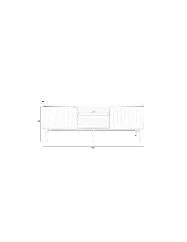 WHITE LABEL LIVING Cayo Lav TV-bord, m. 2 lger og 3 hylder - hvid MDF og hvid jern (155x40)