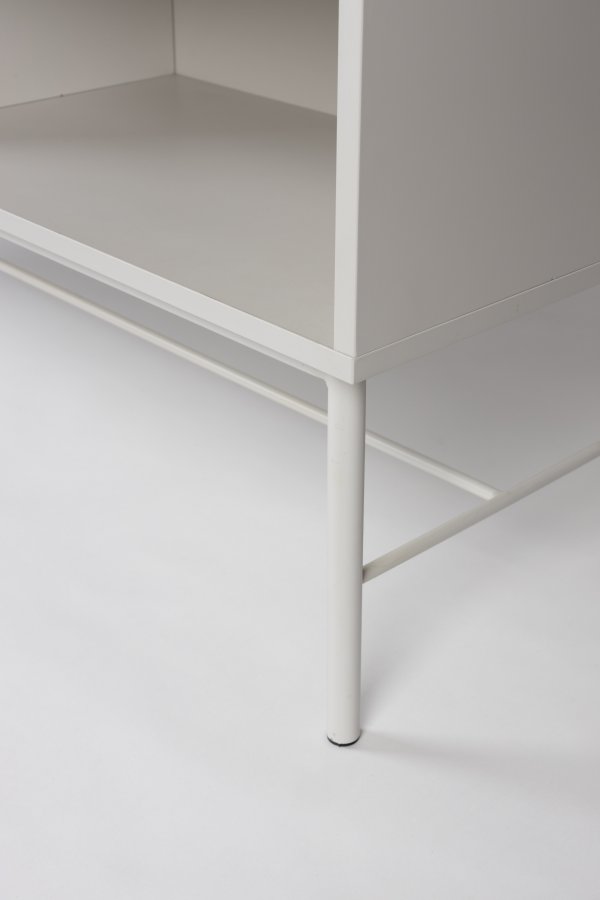 WHITE LABEL LIVING Cayo Hj sknk, m. 1 lge og 2 hylder - hvid MDF og hvid jern