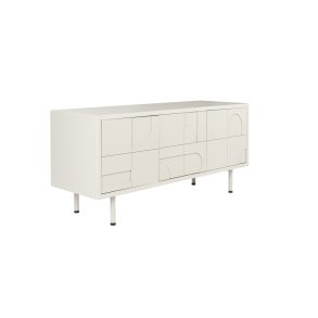 WHITE LABEL LIVING Funk TV-bord, m. 3 lger og 1 hylde - offwhite MDF og metal (120x40)