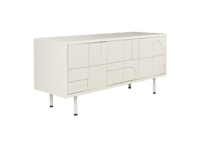 WHITE LABEL LIVING Funk TV-bord, m. 3 lger og 1 hylde - offwhite MDF og metal (120x40)