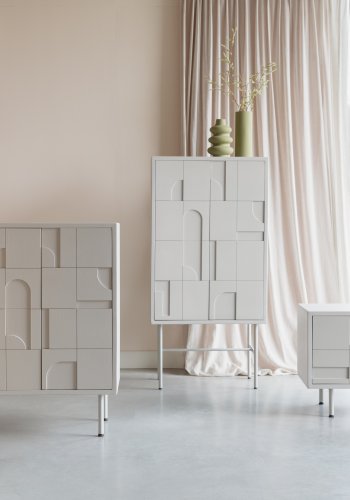 WHITE LABEL LIVING Funk TV-bord, m. 3 lger og 1 hylde - offwhite MDF og metal (120x40)