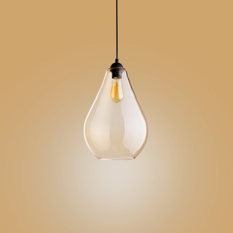 TK Fuente loftlampe - rav glas og sort metal