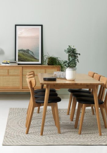 Barrali spisebord, m. udtrk - natur egefinér og egetr (90x190)