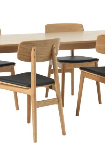 Barrali spisebord, m. udtrk - natur egefinér og egetr (90x190)