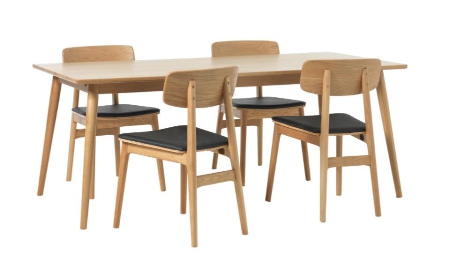 Barrali spisebord, m. udtrk - natur egefinér og egetr (90x190)