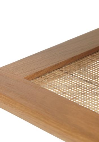 Barrali sofabord, m. 1 hylde - natur rattan, egefinér og egetr (60x120)