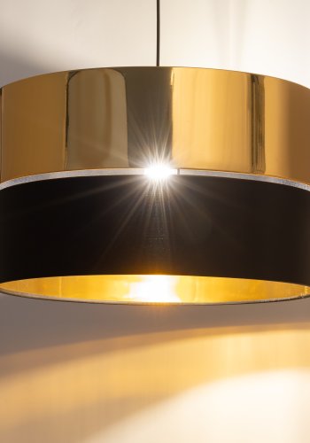 TK Hilton loftlampe - guld metal og sort stof