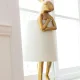 KARE DESIGN Animal Rabbit bordlampe - hvid linnedhr og guld polyresin/stl (H:50cm)