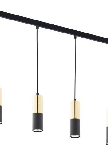 TK Elit loftlampe, m. 4 skrme - guld og sort metal