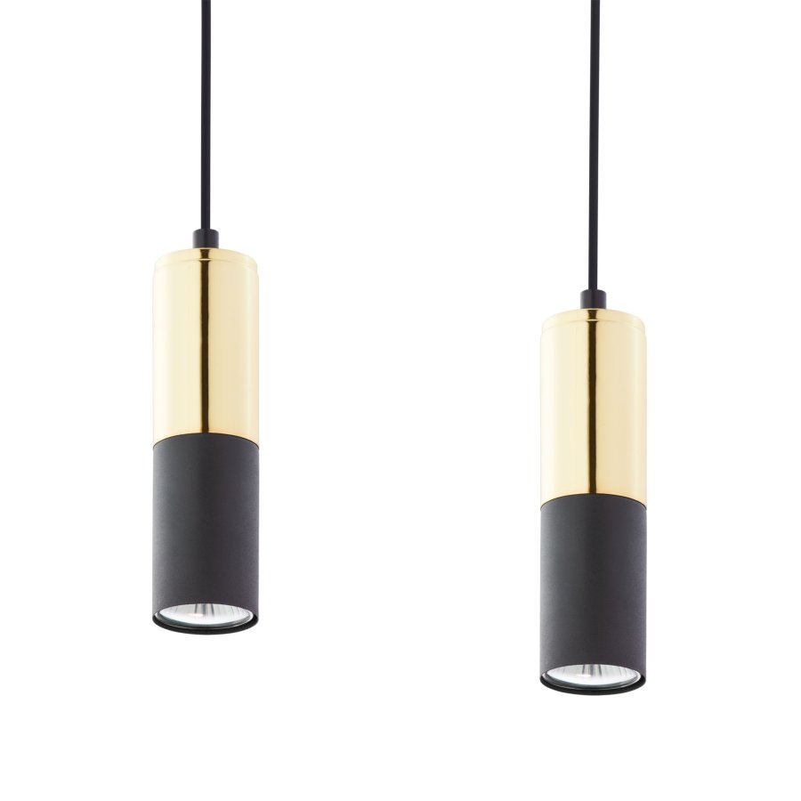 TK Elit loftlampe, m. 4 skrme - guld og sort metal