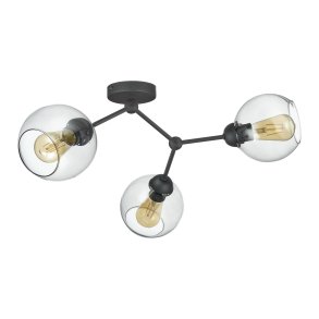 TK Fairy loftlampe, m. 3 skrme - glas og sort metal