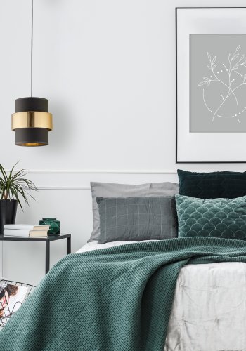 TK Calisto loftlampe - sort stof og guld stl