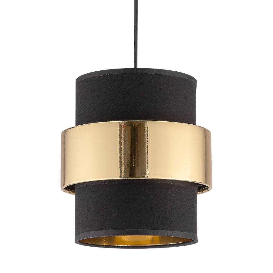 TK Calisto loftlampe - sort stof og guld stl