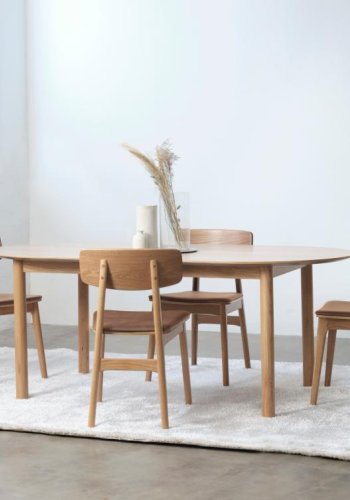 Gallina spisebord, m. 2 tillgsplader - natur egefinér og lamel egetr (100x190-280)