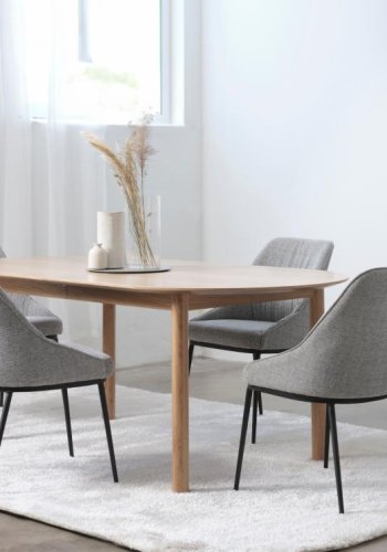 Gallina spisebord, m. 2 tillgsplader - natur egefinér og lamel egetr (100x190-280)