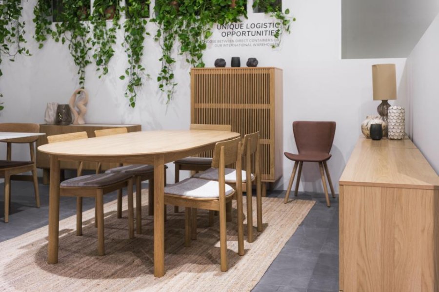 Gallina spisebord, m. 2 tillgsplader - natur egefinér og lamel egetr (100x190-280)