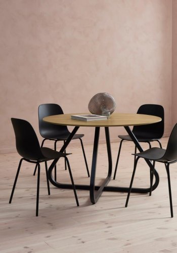 Cesura spisebord, rund - natur egemelamin og sort metal (120)