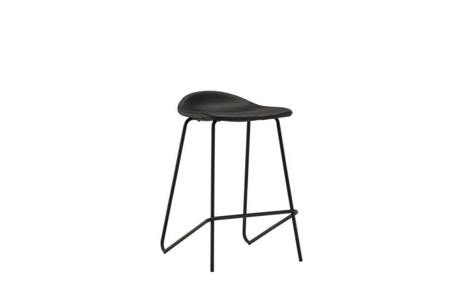 VIND COLLECTION Grebbestad barstol, m. fodsttte - sort PU og sort stl