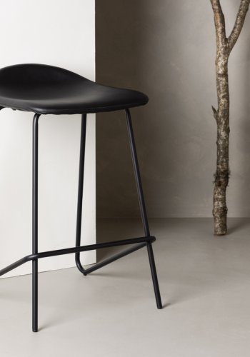 VIND COLLECTION Grebbestad barstol, m. fodsttte - sort PU og sort stl