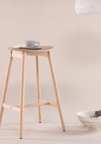 VIND COLLECTION Orust barstol, m. fodsttte - hvidkalket gummitr