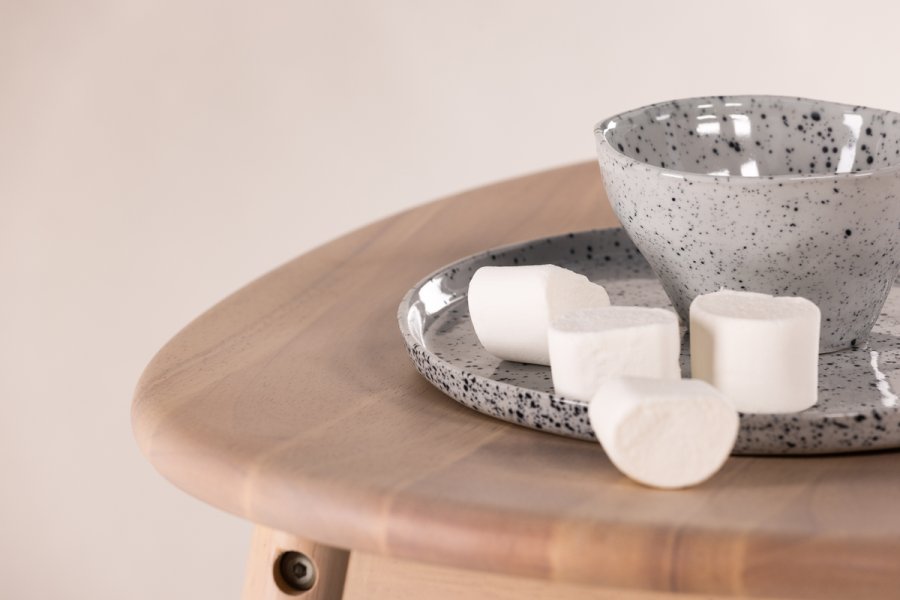 VIND COLLECTION Orust barstol, m. fodsttte - hvidkalket gummitr