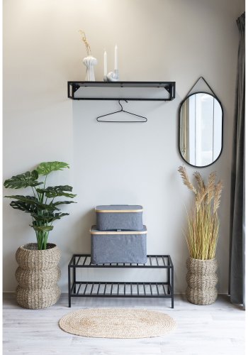 HOUSE NORDIC  Noto Kurv - Kurv, bambus/stof, mrkegr, 30x45x25 cm