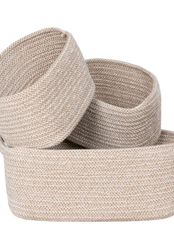 HOUSE NORDIC Kurv, bomuld, beige, st af 3