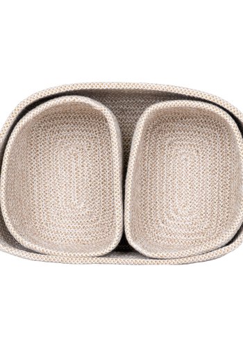 HOUSE NORDIC Kurv, bomuld, beige, st af 3
