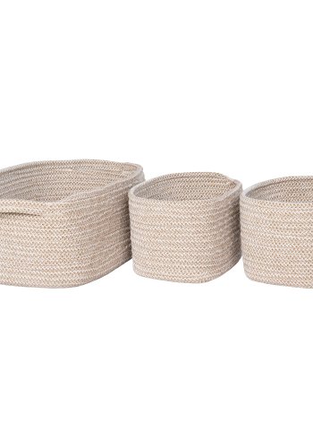 HOUSE NORDIC Kurv, bomuld, beige, st af 3