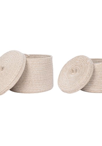 HOUSE NORDIC Kurv med lg, bomuld, beige, st af 2