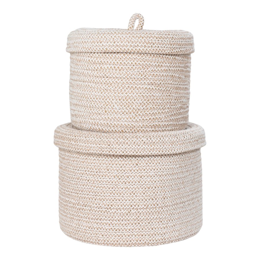 HOUSE NORDIC Kurv med lg, bomuld, beige, st af 2