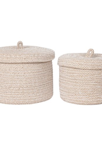 HOUSE NORDIC Kurv med lg, bomuld, beige, st af 2