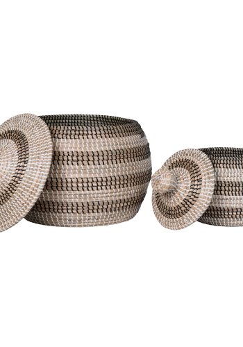 HOUSE NORDIC Kurv, sgrs, natur/hvid/sort, st af 2