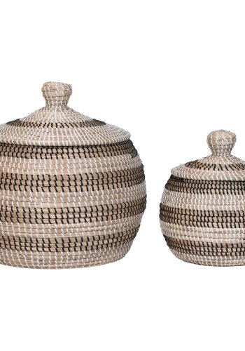 HOUSE NORDIC Kurv, sgrs, natur/hvid/sort, st af 2