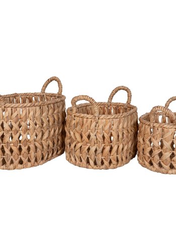 HOUSE NORDIC Kurv med hndtag, vandhyacinth, natur, st af 3