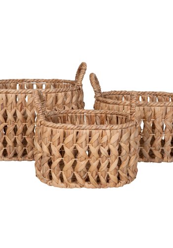 HOUSE NORDIC Kurv med hndtag, vandhyacinth, natur, st af 3