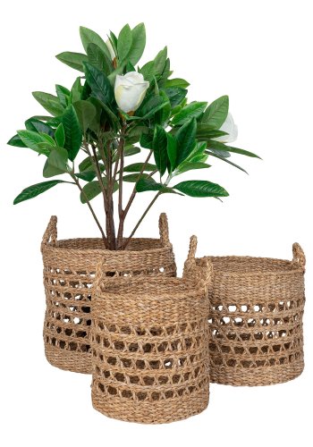HOUSE NORDIC Kurv, sgrs, natur/sort, st af 3