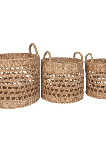 HOUSE NORDIC Kurv, sgrs, natur/sort, st af 3