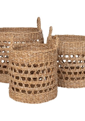 HOUSE NORDIC Kurv, sgrs, natur/sort, st af 3