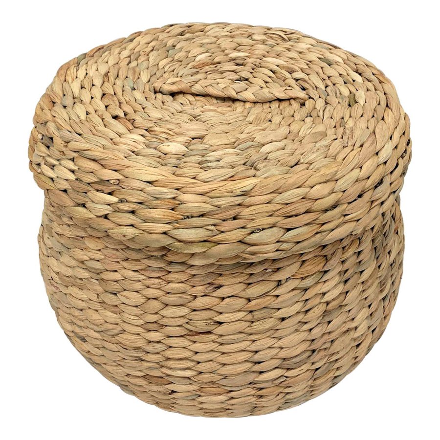 HOUSE NORDIC Arona kurv, m. lg, rund - natur vandhyacint (30x26,5)