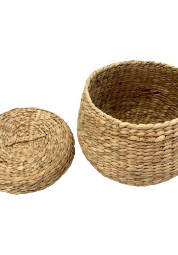 HOUSE NORDIC Arona kurv, m. lg, rund - natur vandhyacint (30x26,5)