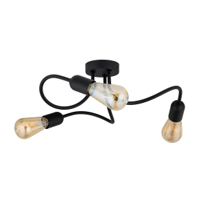 TK Wave loftlampe, m. plads til 3 prer - sort metal