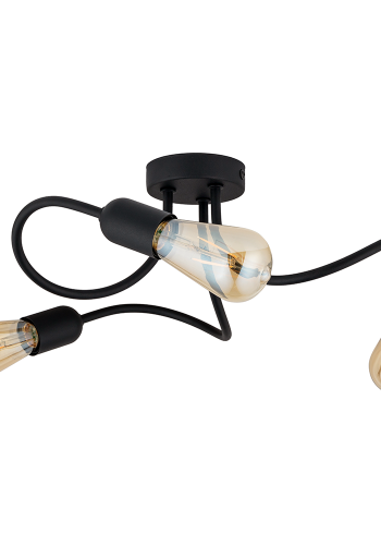 TK Wave loftlampe, m. plads til 3 prer - sort metal