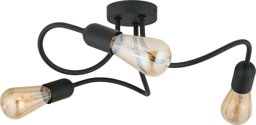 TK Wave loftlampe, m. plads til 3 prer - sort metal