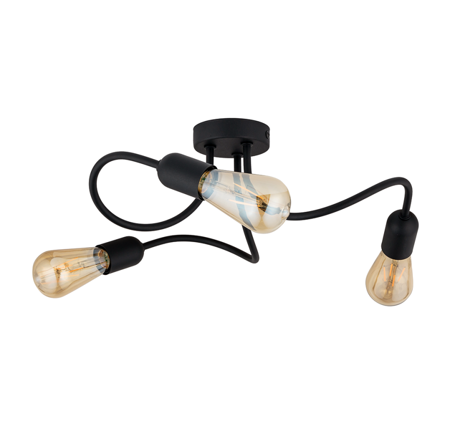 TK Wave loftlampe, m. plads til 3 prer - sort metal