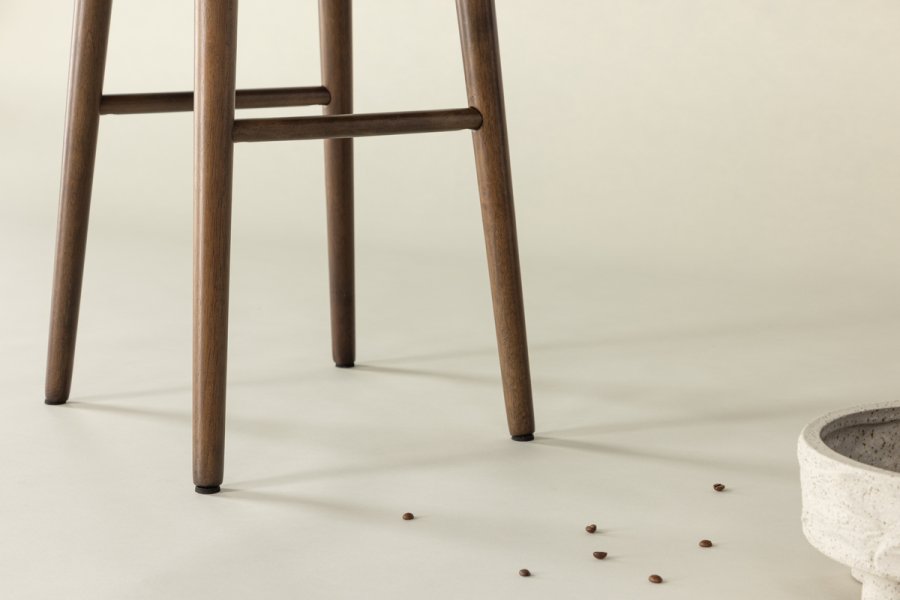 VIND COLLECTION Mollösand barstol, m. fodsttte - mocca gummitr