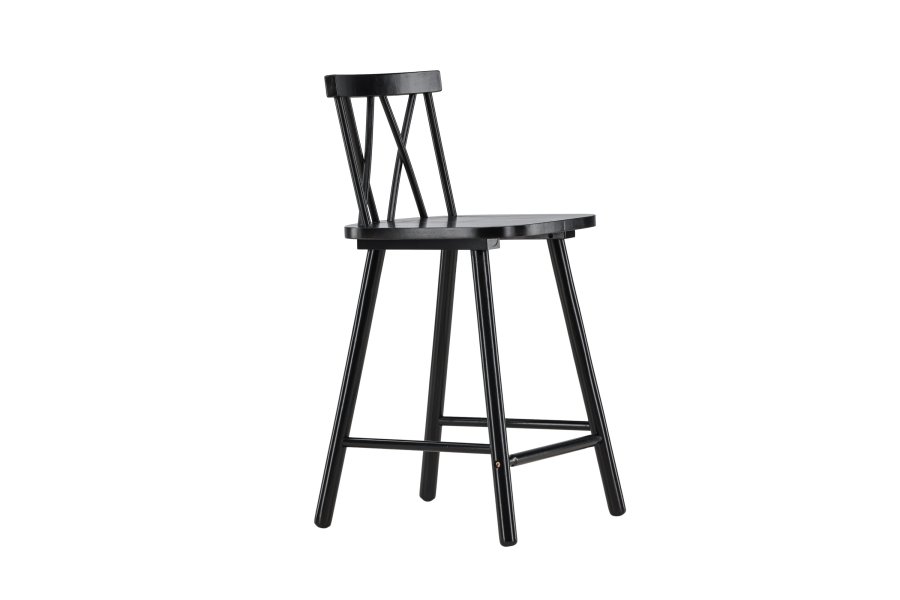 VIND KOLLEKTION Mollöström barstol, m. rygln og fodsttte - sort gummitr