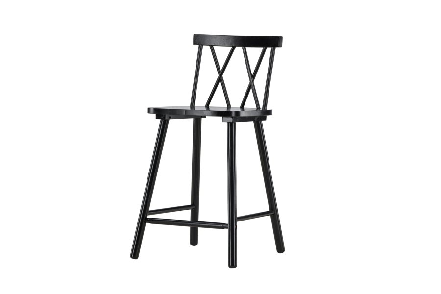 VIND KOLLEKTION Mollöström barstol, m. rygln og fodsttte - sort gummitr